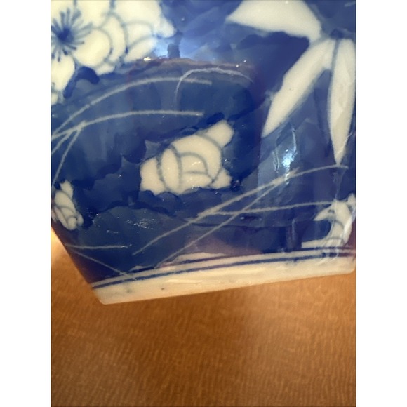 VTG Chinese Blue And White Floral Blossom 5.5" Ginger Jar-Double Blue Ring - Picture 5 of 10